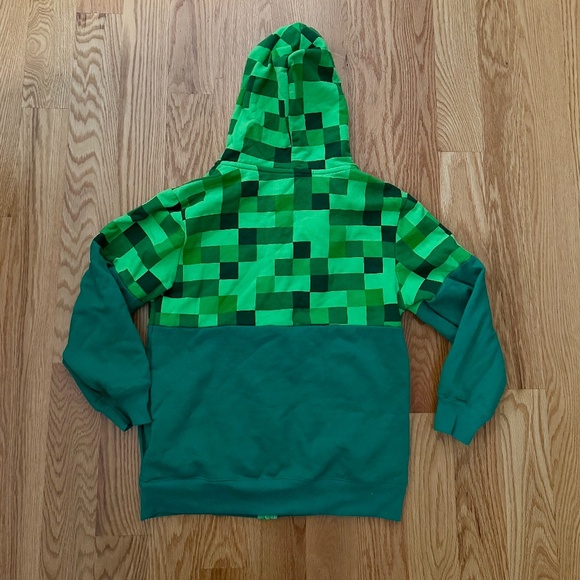 Minecraft Creeper Character Kids Full-Zip Hoodie (L) - Picture 4 of 16